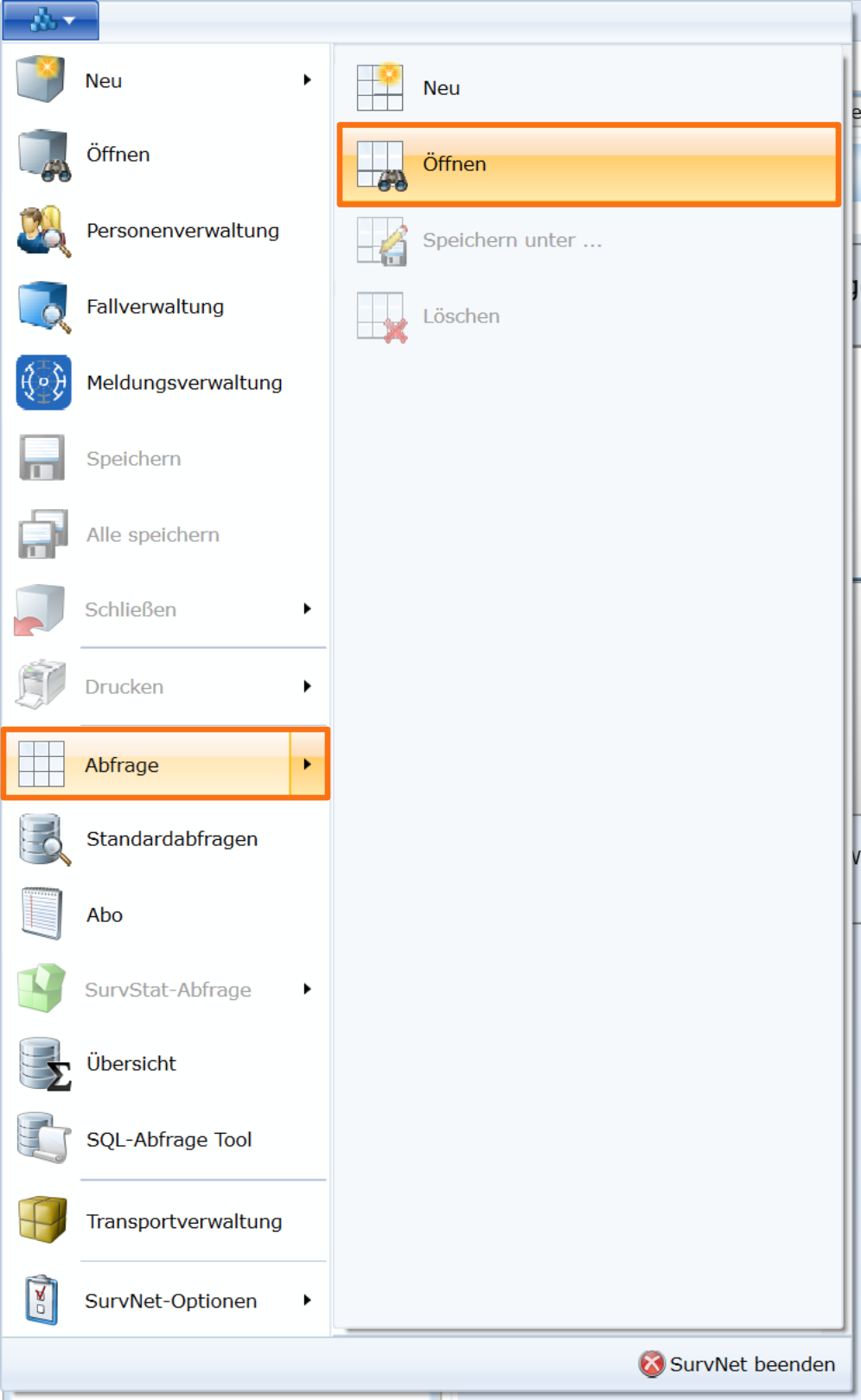 Such Abfragen öffnen